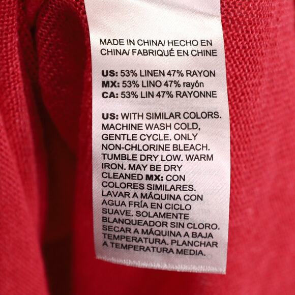 Chicos Sweater 2 Womens Large Salmon Pink Linen Blend Knit Semi Sheer New - Picture 9 of 9